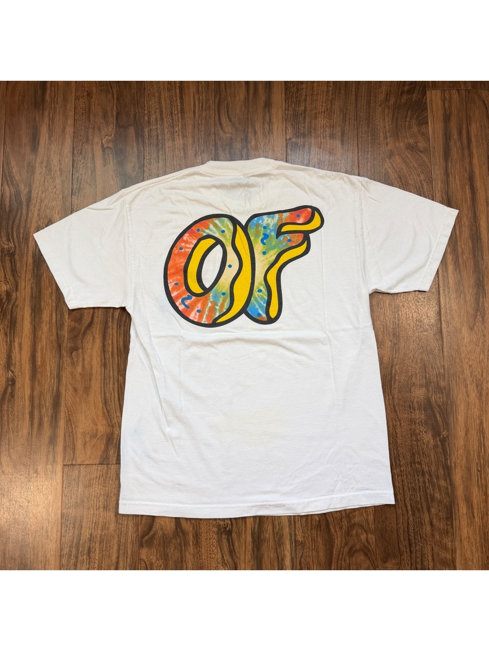 Y2K Odd Future Donut T Shirt Graphic Short Sleeve White Mens L Skate Hip Hop Tee